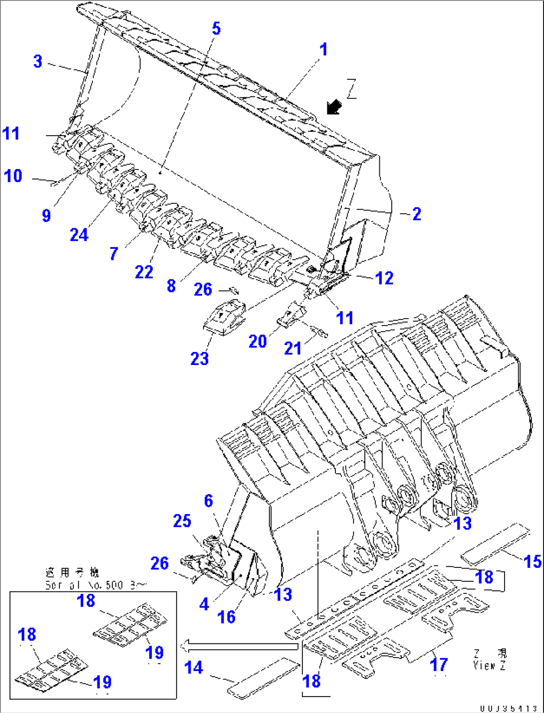 BUCKET¤ 20M3 (SPADE NOSE) (WITH TOOTH)(#50005-)