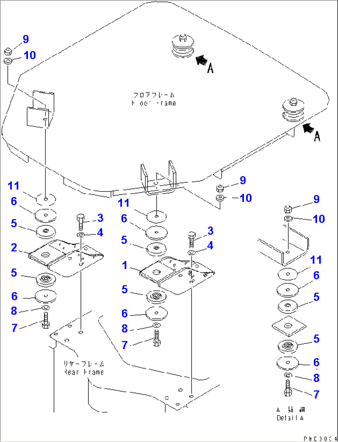 FLOOR SUPPORT (WITH 2-PERSONS CAB)(#60001-)