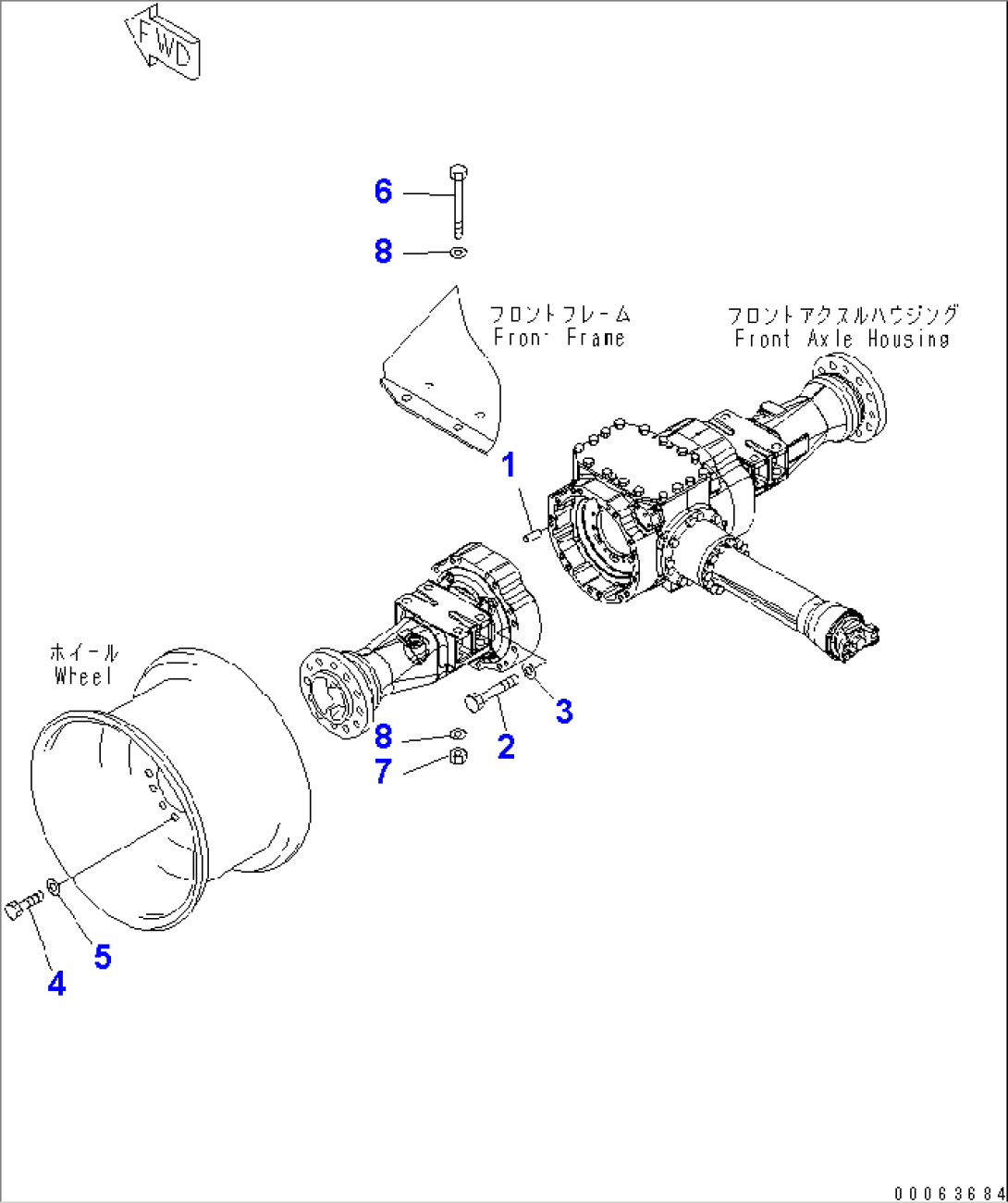 FRONT AXLE (MOUNTING PARTS)(#75001-)