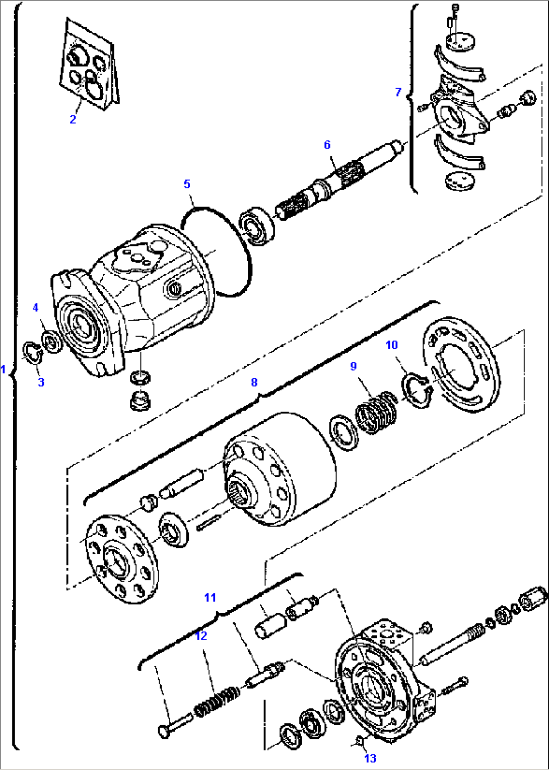 FIG. H6100-01A0 HYDRAULIC PUMP - MAIN ASSEMBLY FOR ASPIRATED ENGINE
