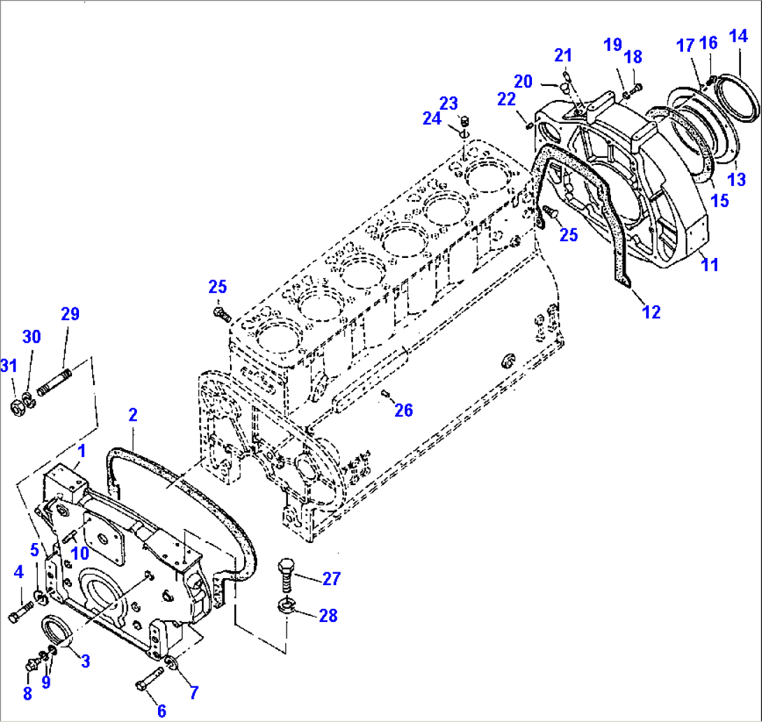 TIMING GEAR CASE AND FLYWHEEL HOUSING