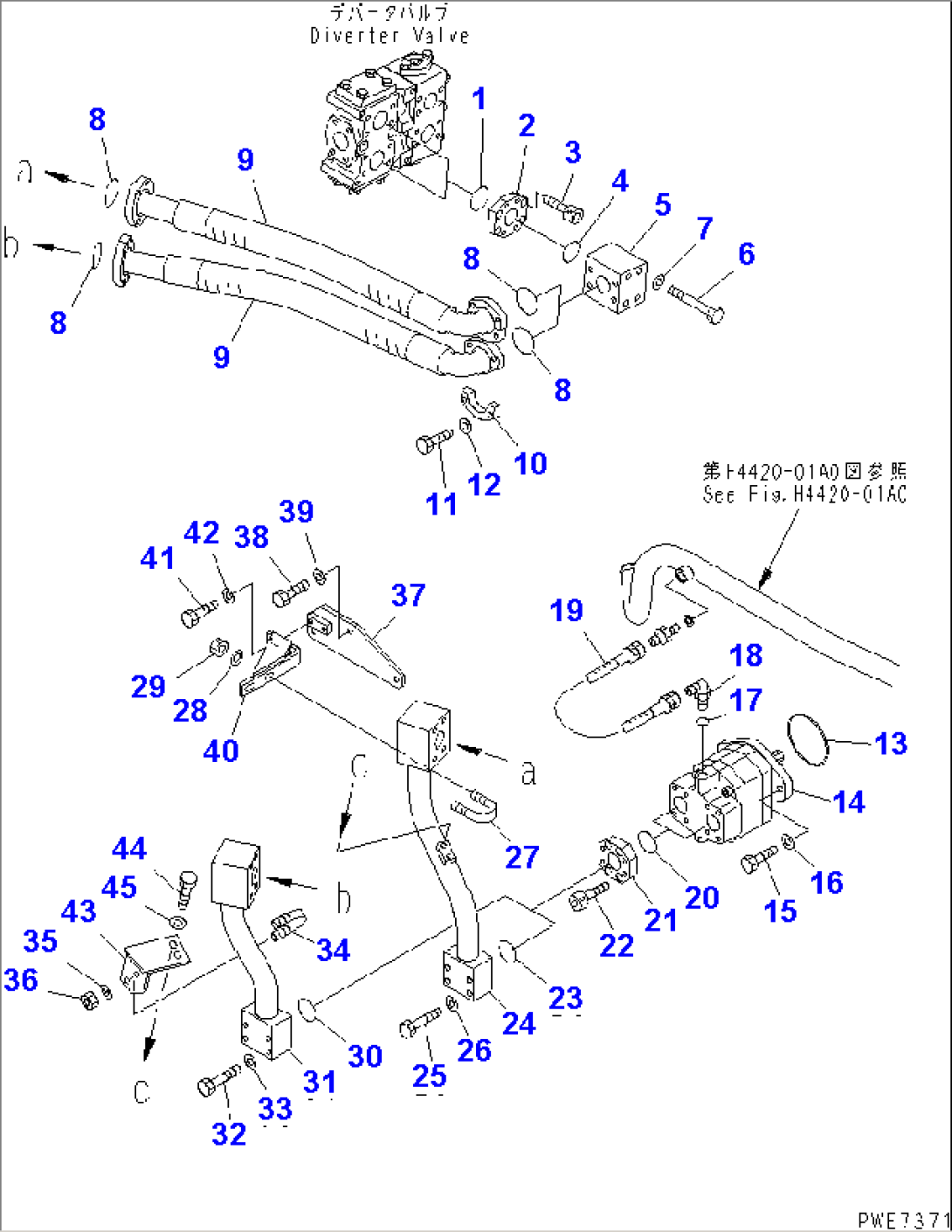 EMERGENCY STEERING PIPING (DIVERTER VALVE TO PUMP)(#50001-52405)