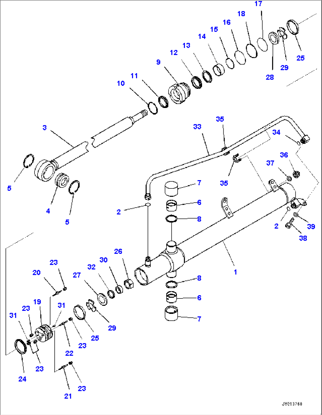 Dozer Blade Lift Cylinder, Lift Cylinder, L.H. (#1001-)