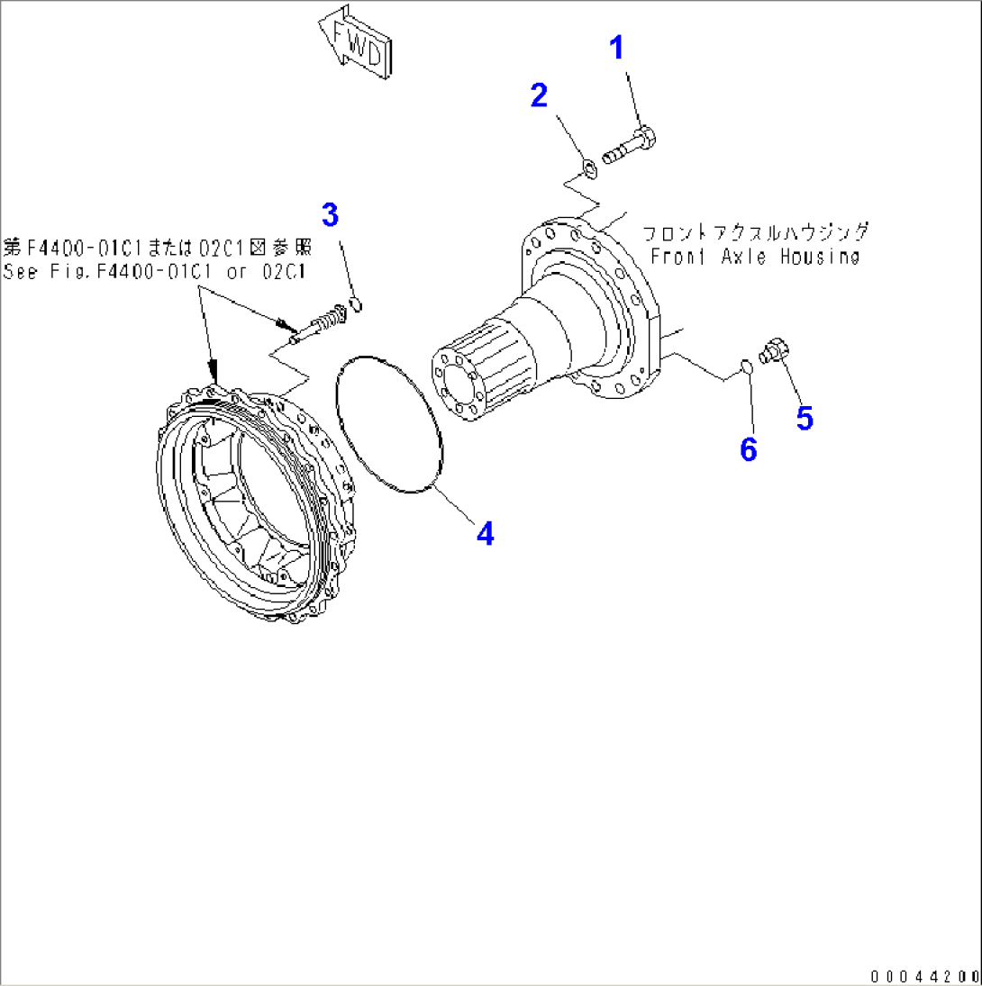 FRONT AXLE (WHEEL BRAKE MOUNTING PARTS) (WITH AXLE LIMIT SLIP DIFF.)(#.-)
