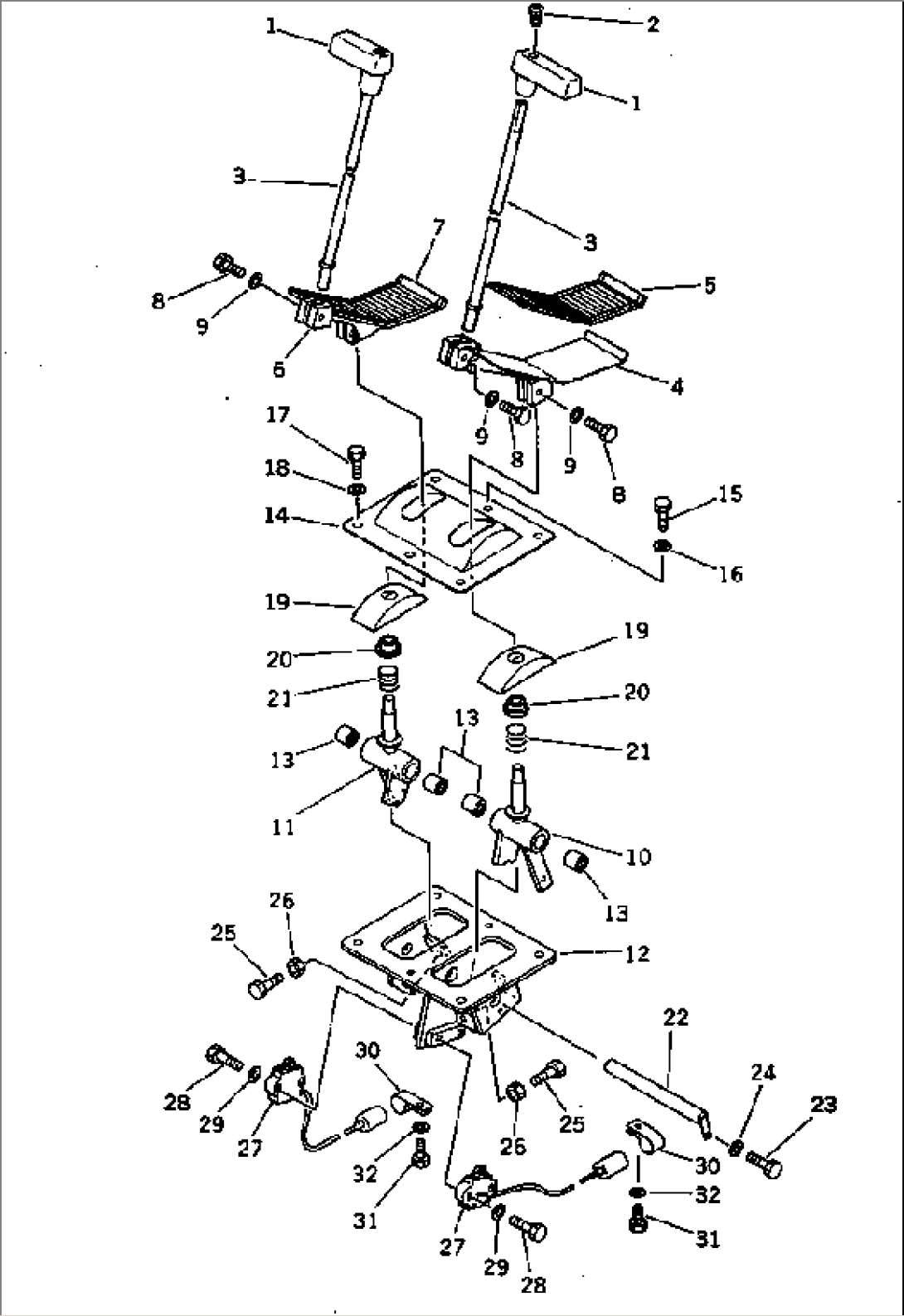 TRAVEL CONTROL LEVER AND LINKAGE (1/2) (FOR WRIST CONTROL) (WITH AUTO DECELERATION)(#12144-12265)