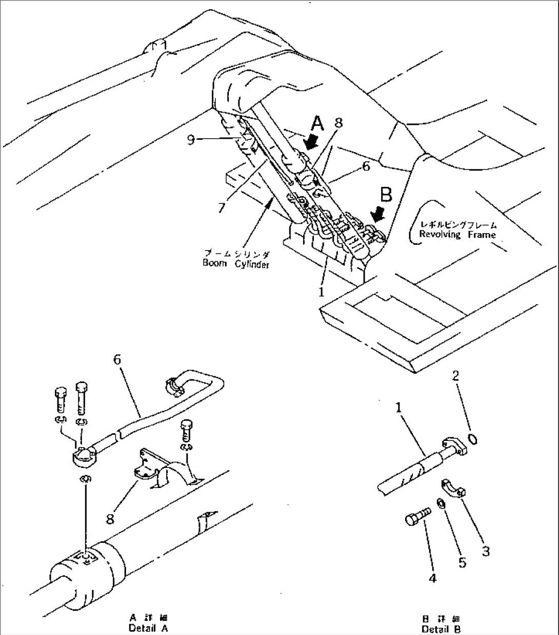 BOOM CYLINDER PIPING (BOOM SIDE) (FOR TWO PIECE BOOM)