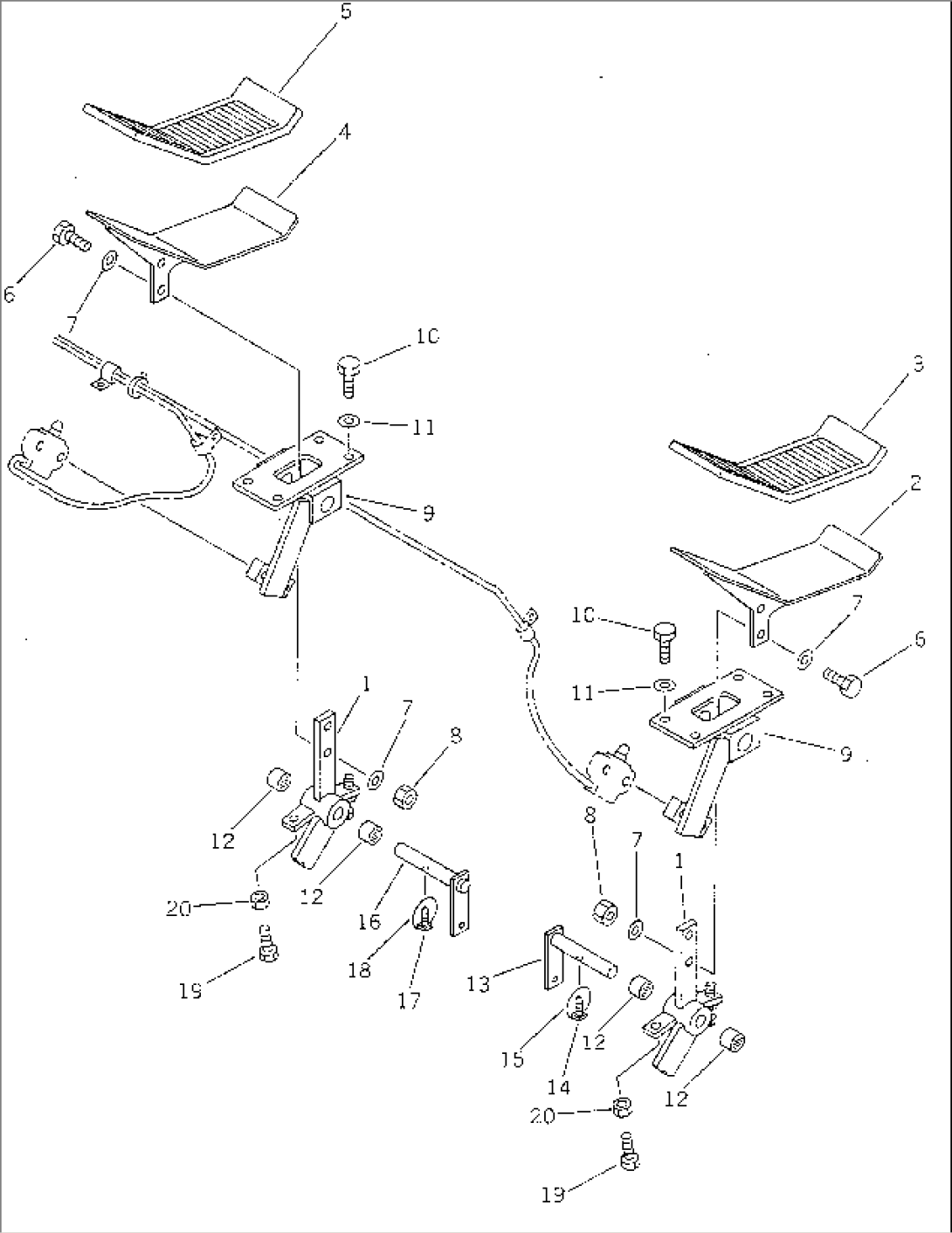 CONTROL PEDAL AND LINKAGE (1/2) (2-ACTUATER ATTACHMENT)