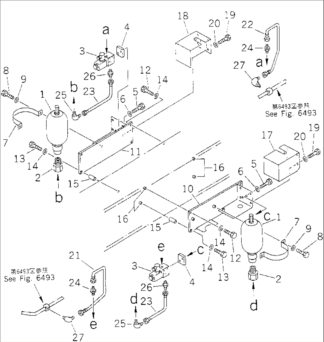 HYDRAULIC PIPING (BLADE ACCUMULATOR LINE) (WITH BLADE FLOAT)(#60001-.)