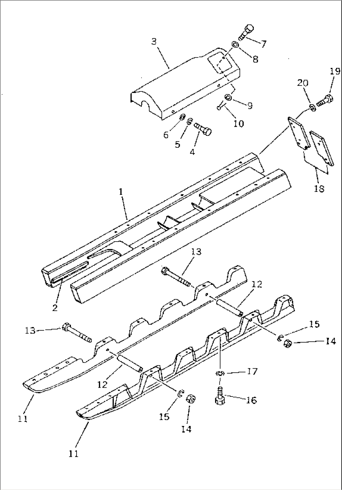 TRACK FRAME (WITH MONO BLOCK TYPE TRACK ROLLER GUARD)