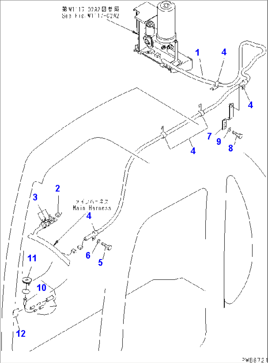 AUTO GREASING SYSTEM PARTS (HARNESS AND ALARM LAMP)(#12001-)