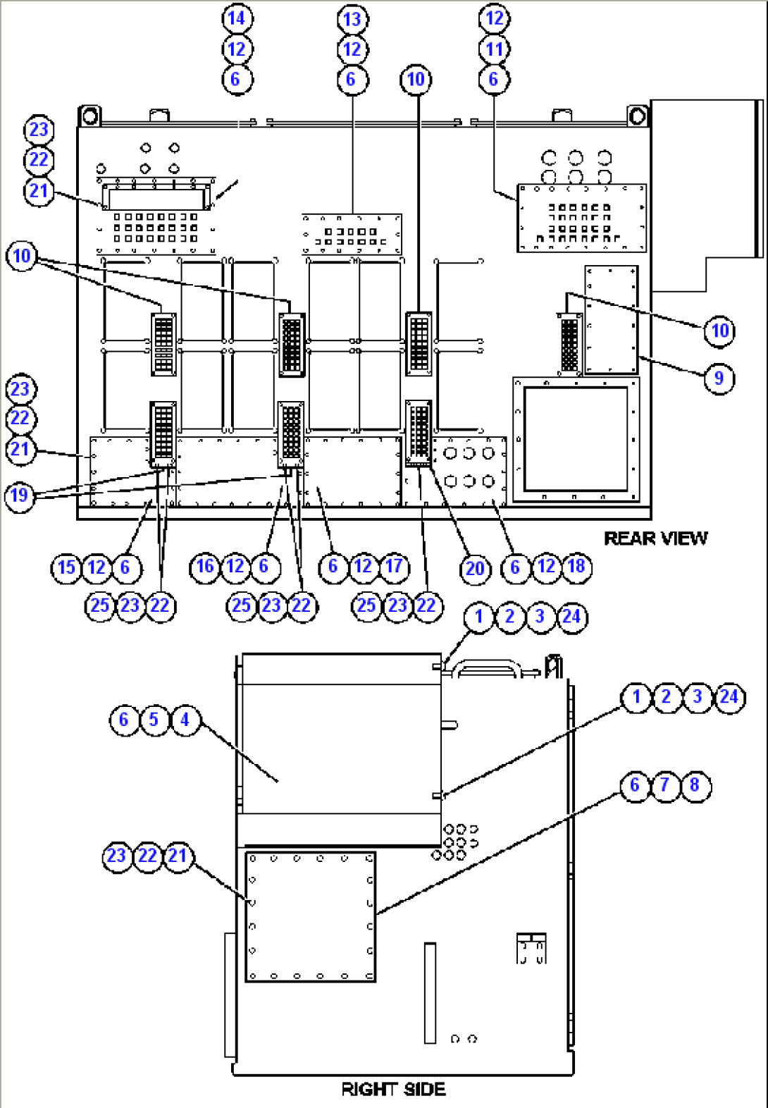 CONTROL CABINET (RIGHT SIDE & REAR VIEW)