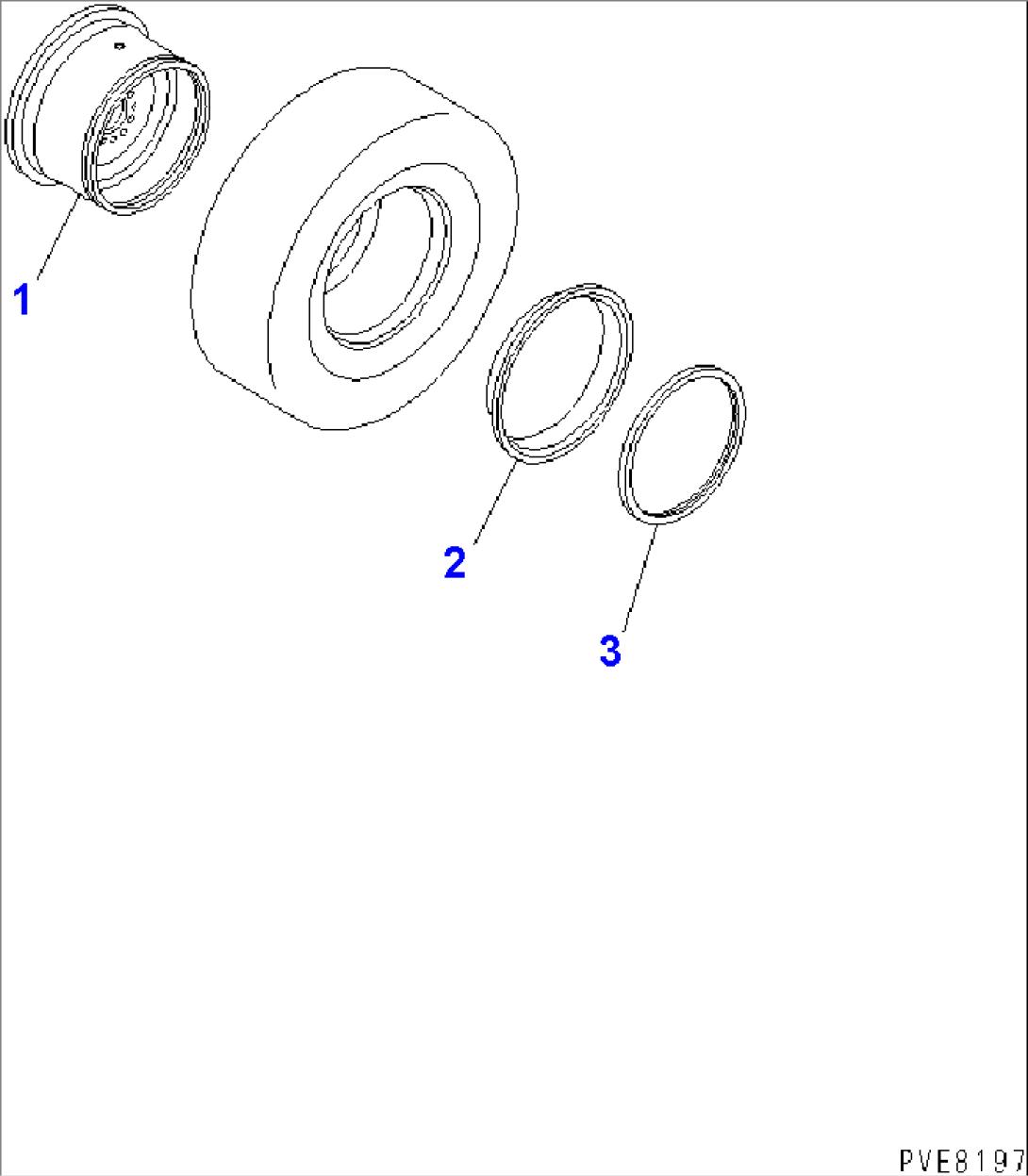 RIM (17.5-25¤ TUBELESS TIRE) (3 PIECE)