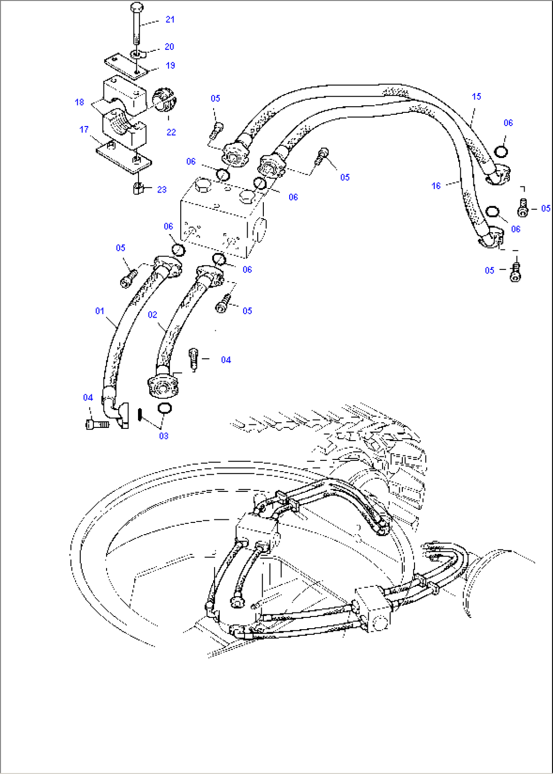 Pressure Lines, Travel Motor - Rotary Joint