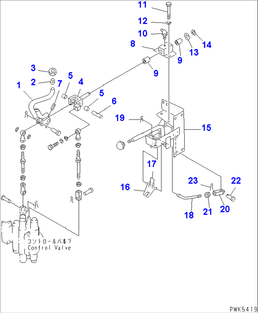 WORK EQUIPMENT CONTROL (LEVER¤ 1/2) (FOR PAT DOZER)(#78604-80198)