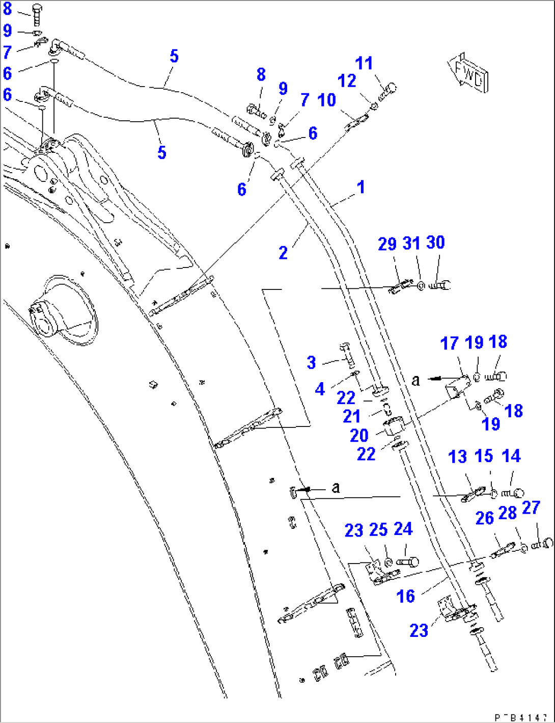 BOOM (8.2M) (ARM CYLINDER PIPING) (FOR BACKHOE)(#10001-10238)