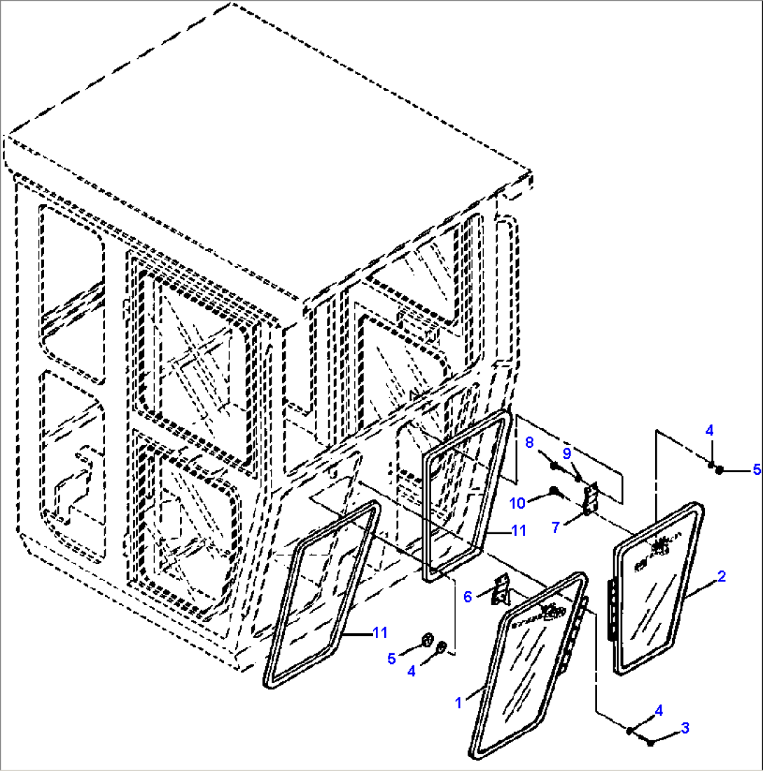 FIG. K5200-01A3 HINGED LOWER FRONT WINDOW - FULL HEIGHT CAB