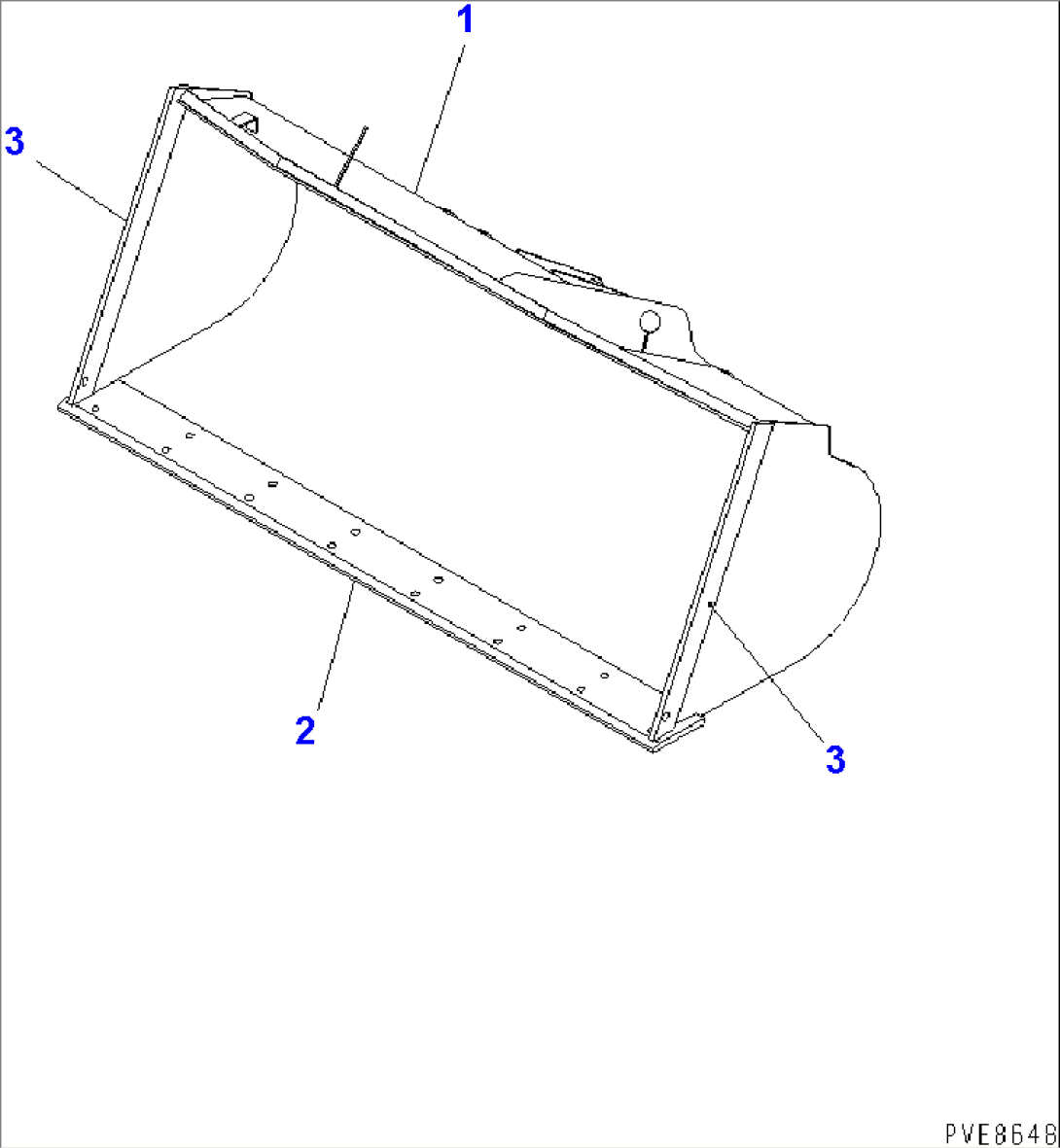 BUCKET 1.6M3 (LIGHT MATERIAL) (WITH BOLT ON CUTTING EDGE¤ 1.7M3) (SNOW)(#65019-)