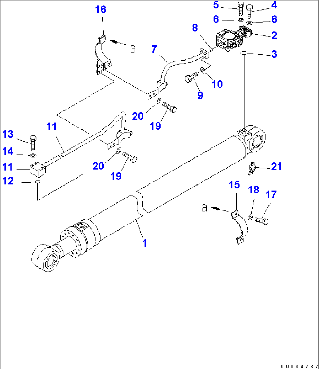 BOOM LIFT CYLINDER (PIPING) (L.H) (WITH SAFWTY VALVE) (FOR 2-PIECE BOOM)