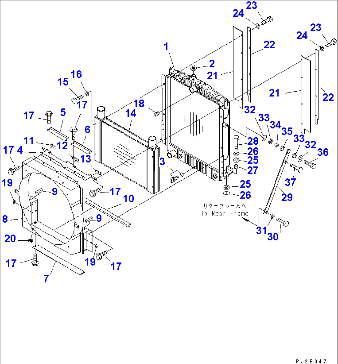 RADIATOR AND MOUNTING PARTS (VARIABLE HORSE POWER TYPE)