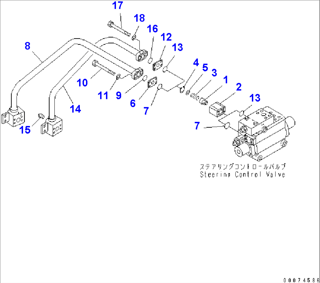 STEERING HYDRAULIC LINE (STEERING CONTROL VALVE TO STEERING CYLINDER)(#51075-)