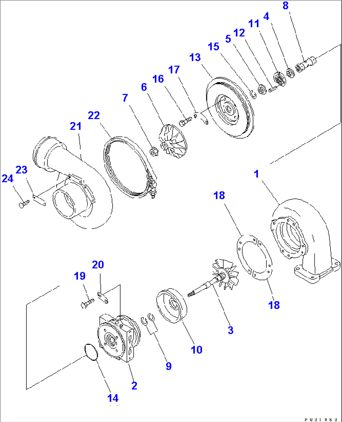 TURBOCHARGER (KTR110G-344E) (INNER PARTS)(#17983-23808)