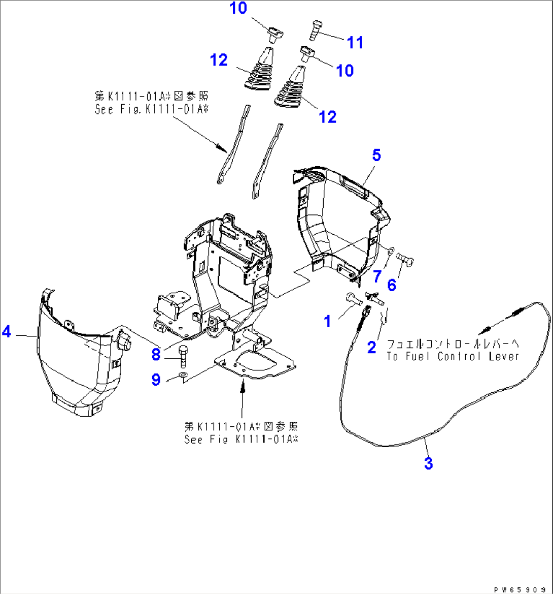 MAIN CONTROL (LEVER STAND AND FUEL CONTROL CABLE) (VARIABLE GAUGE SPEC.)