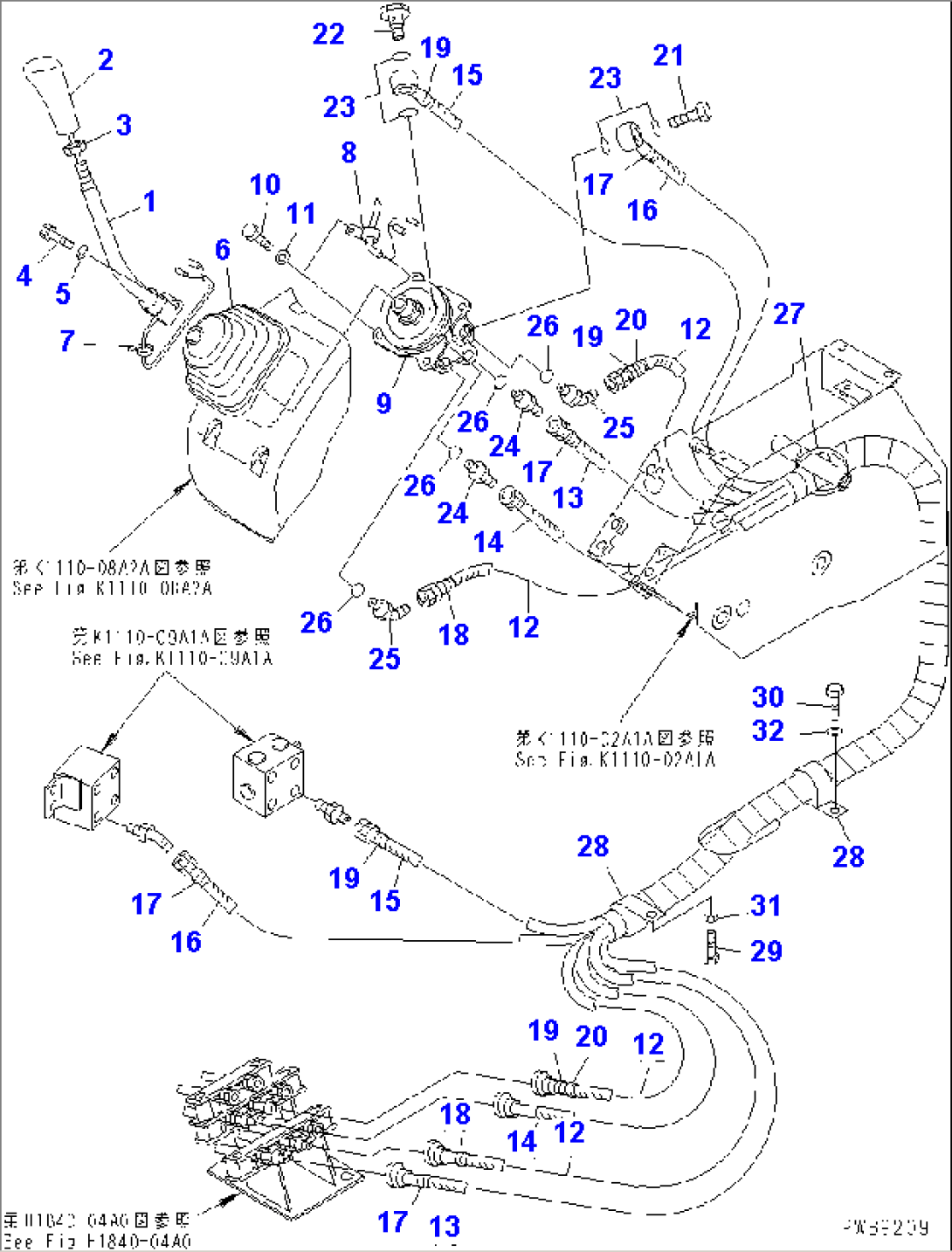 FLOOR FRAME (LEVER AND PIPING) (L.H.)