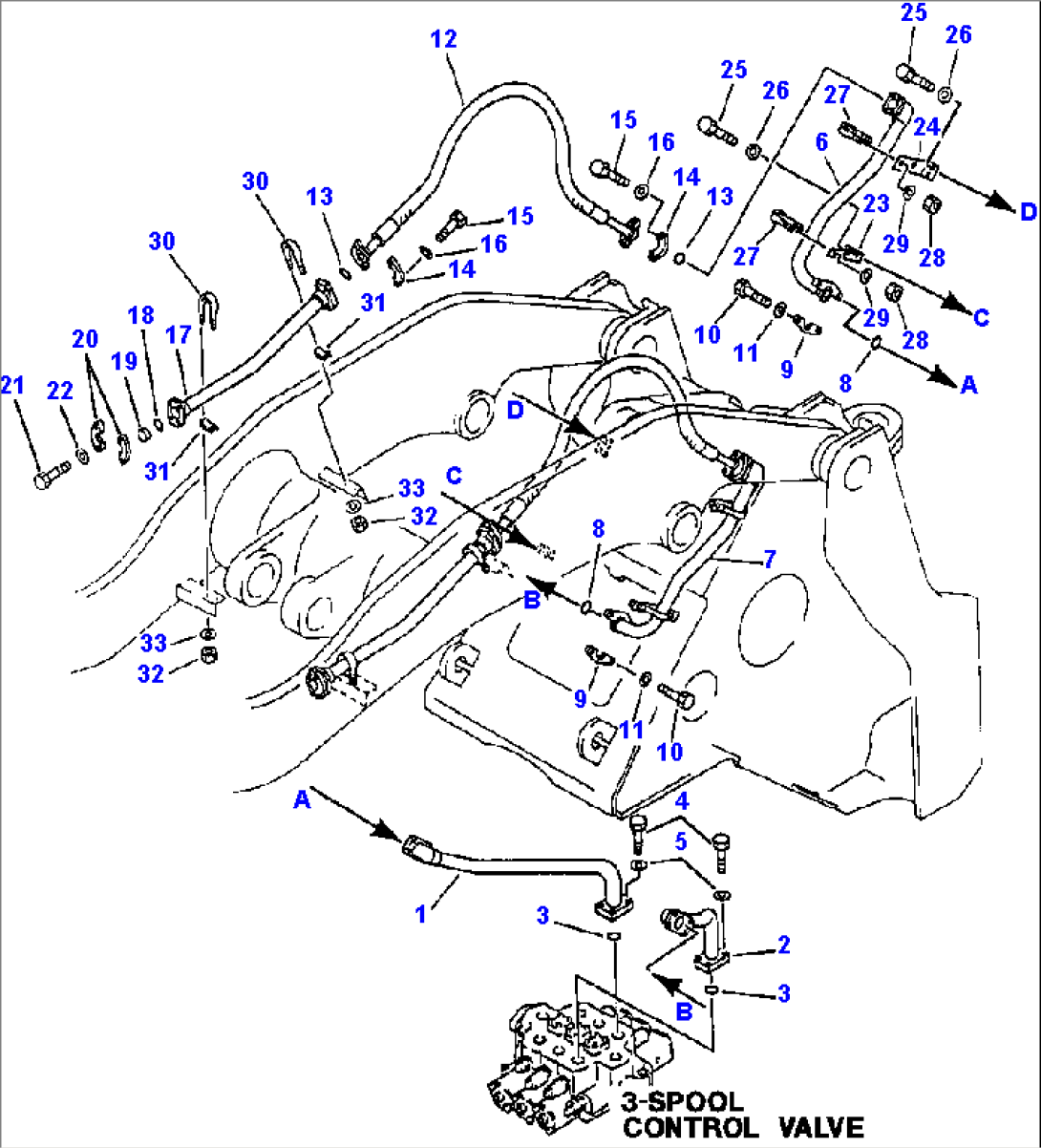 HYDRAULIC PIPING FRONT END ATTACHMENT - CONTROL VALVE TO FRONT PIPING