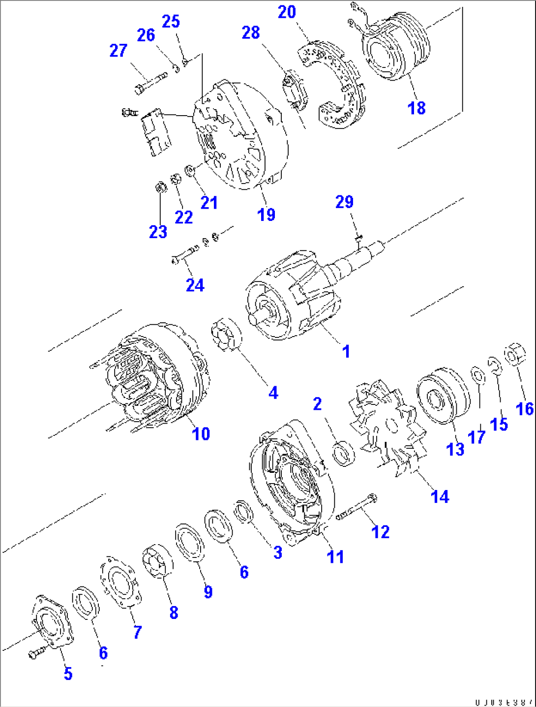 ALTERNATOR (90A) (INNER PARTS)(#500036-)