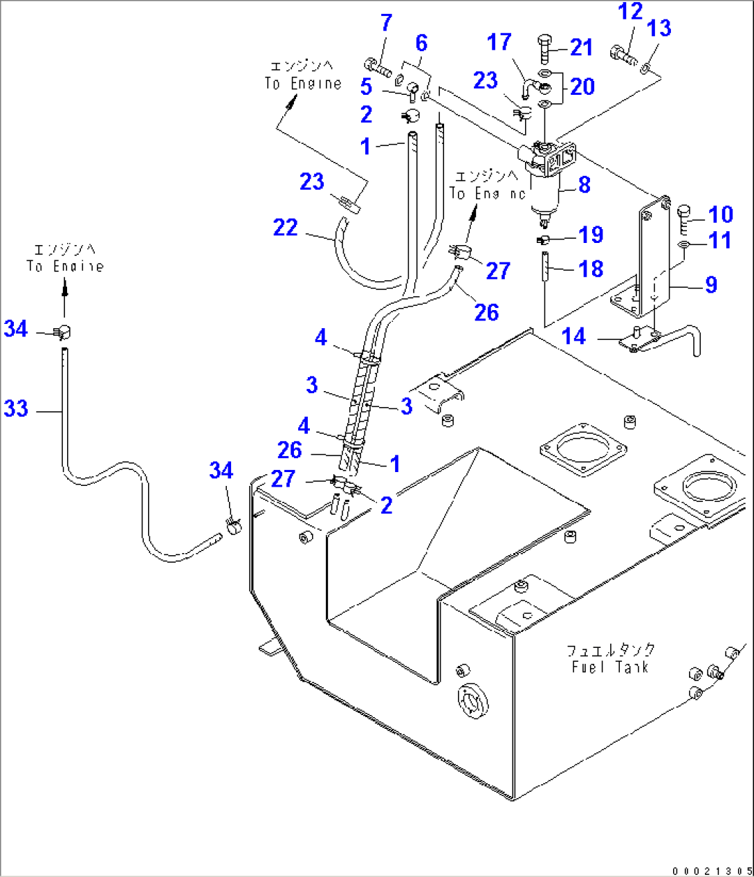 FUEL PIPING (WITH WATER SEPARATOR)(#6001-)