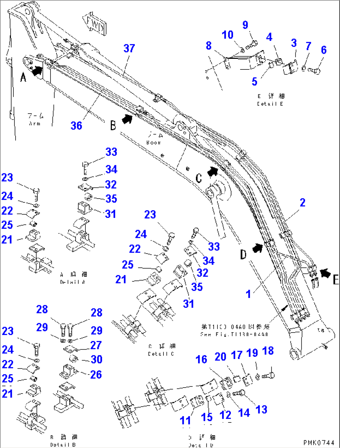 1-PIECE BOOM (HYDRAULIC BOOM LINE) (FOR CLAMSHELL)