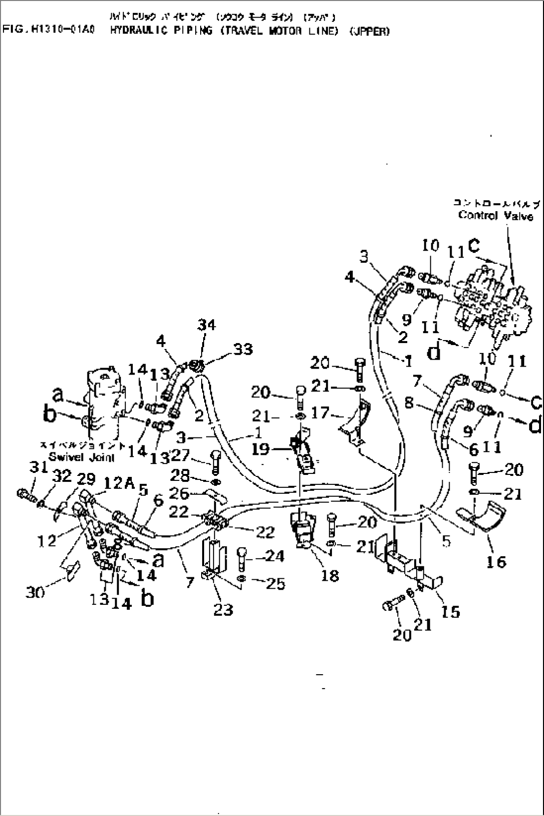 HYDRAULIC PIPING (TRAVEL MOTOR LINE) (UPPER)