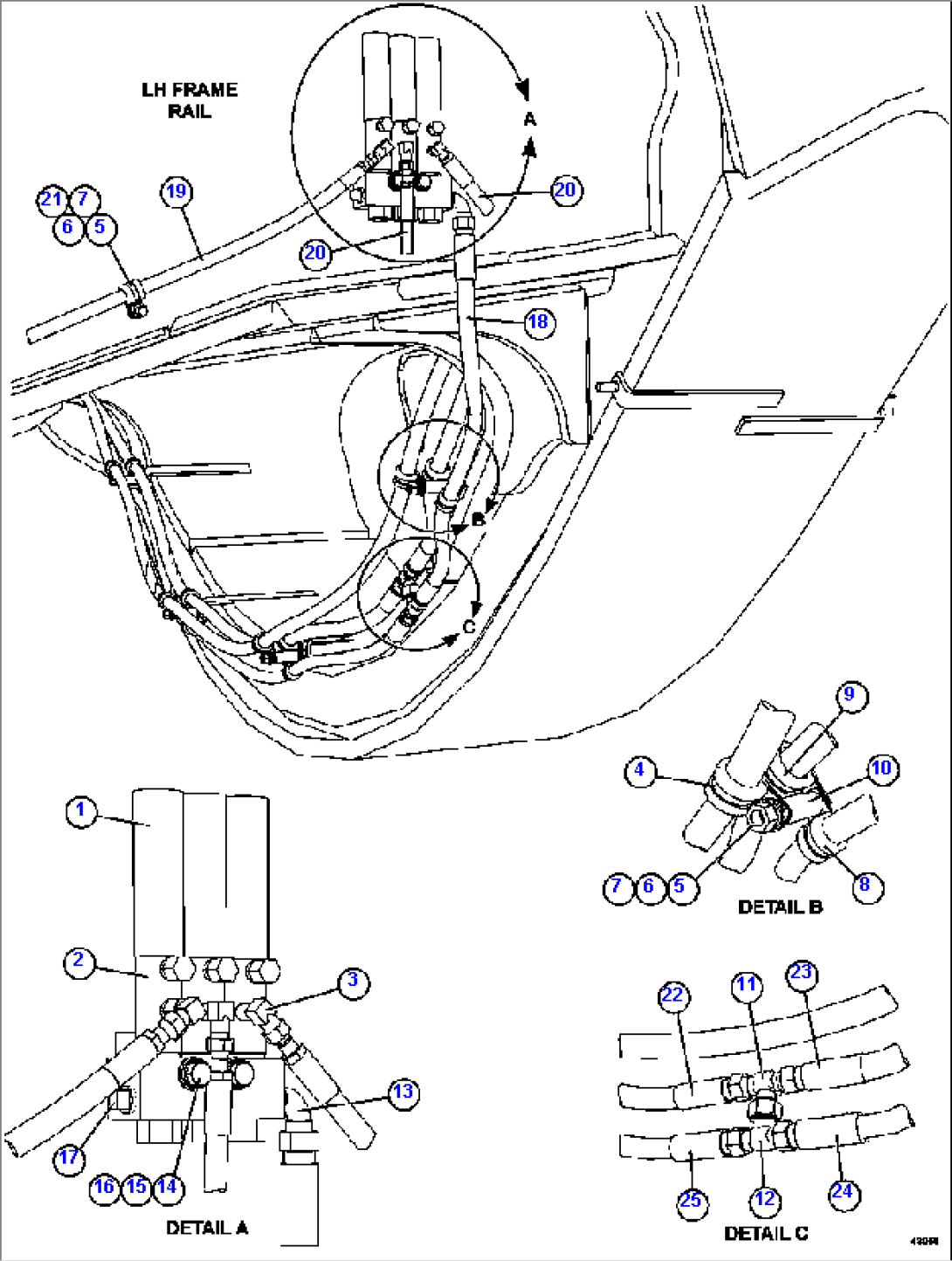 AUTOMATIC LUBRICATION - LH FRAME RAIL PIPING
