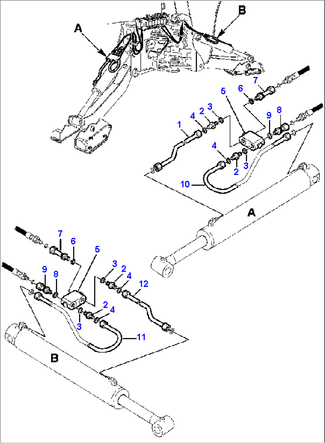 FIG. H6785-01A0 OUTRIGGER PIPING - CYLINDER SAFETY VALVES