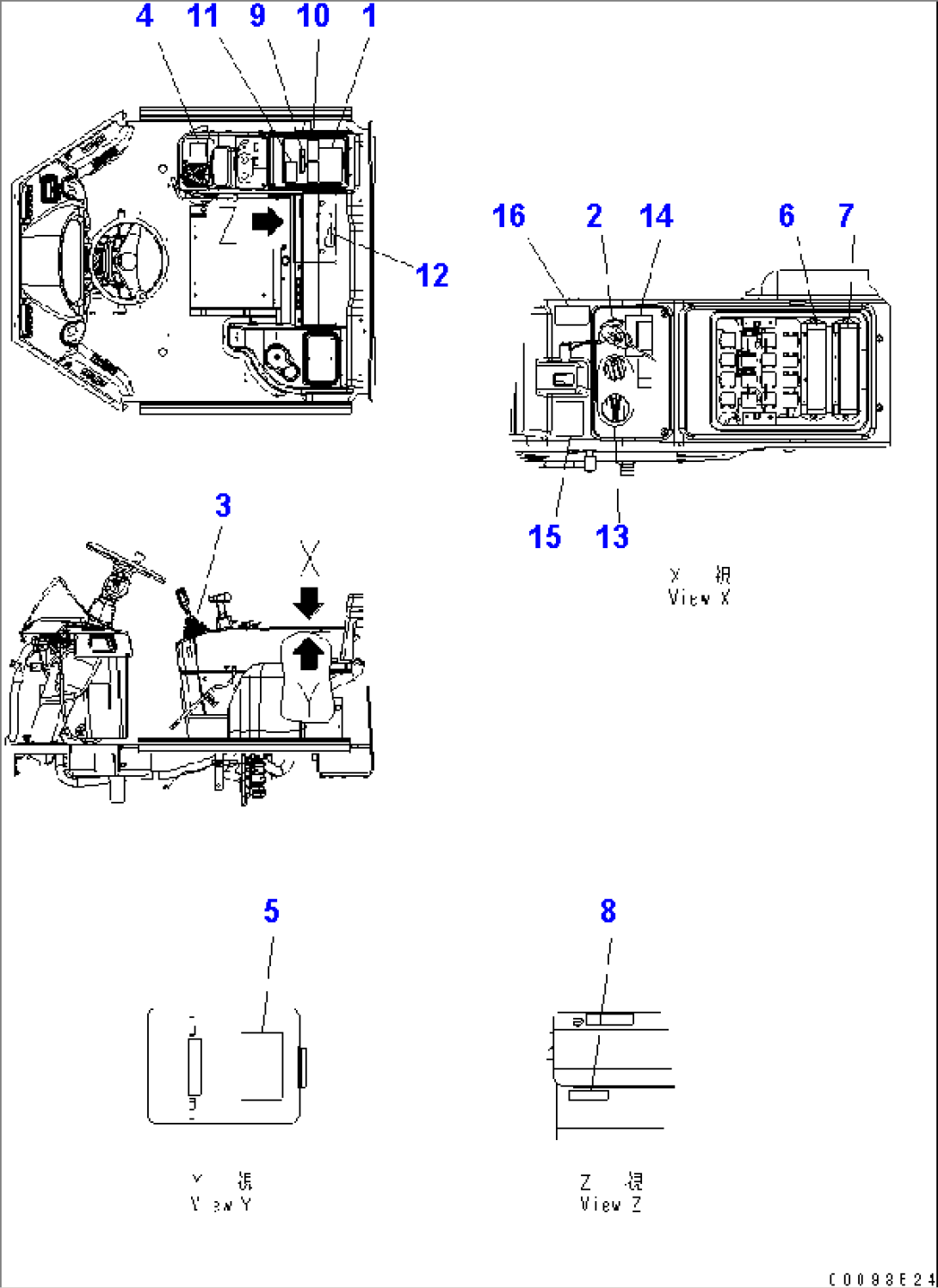 MARKS AND PLATES (FLOOR DECAL) (ENGLISH) (PICTORIAL) (FOR MULTI PURPOSE BUCKET)