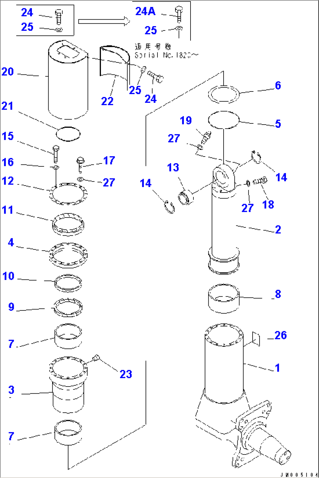 FRONT AXLE (LEFT HAND) (6/6) (FRONT SUSPENSION ASSEMBLY)(#1312-)