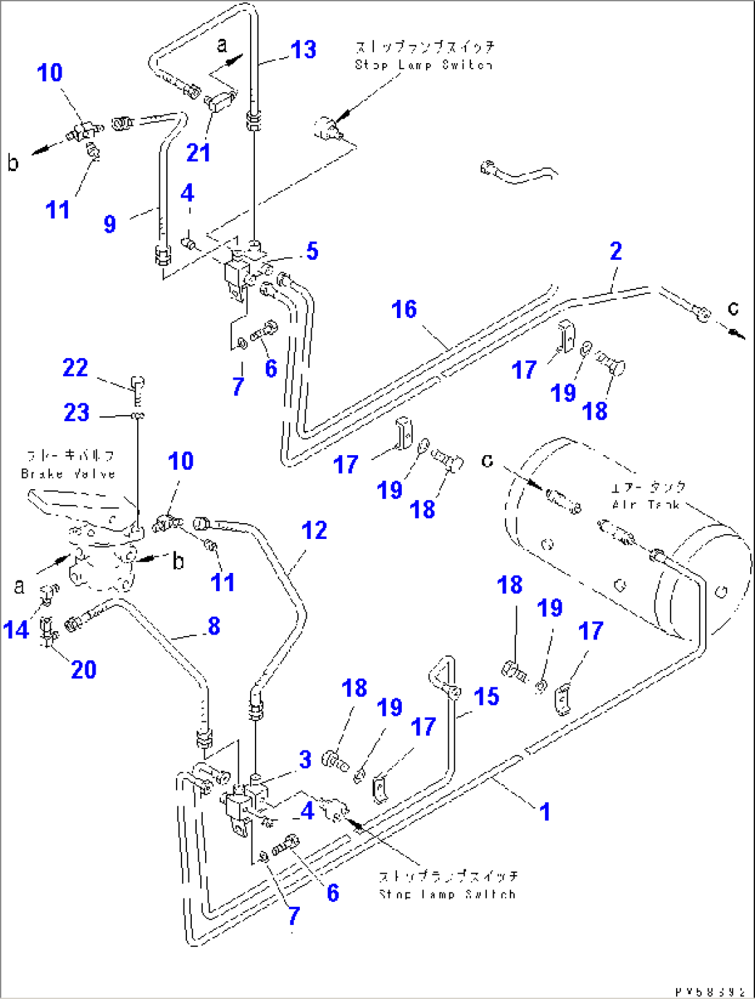 BRAKE PIPING (3/4) (AIR TANK TO BRAKE VALVE)