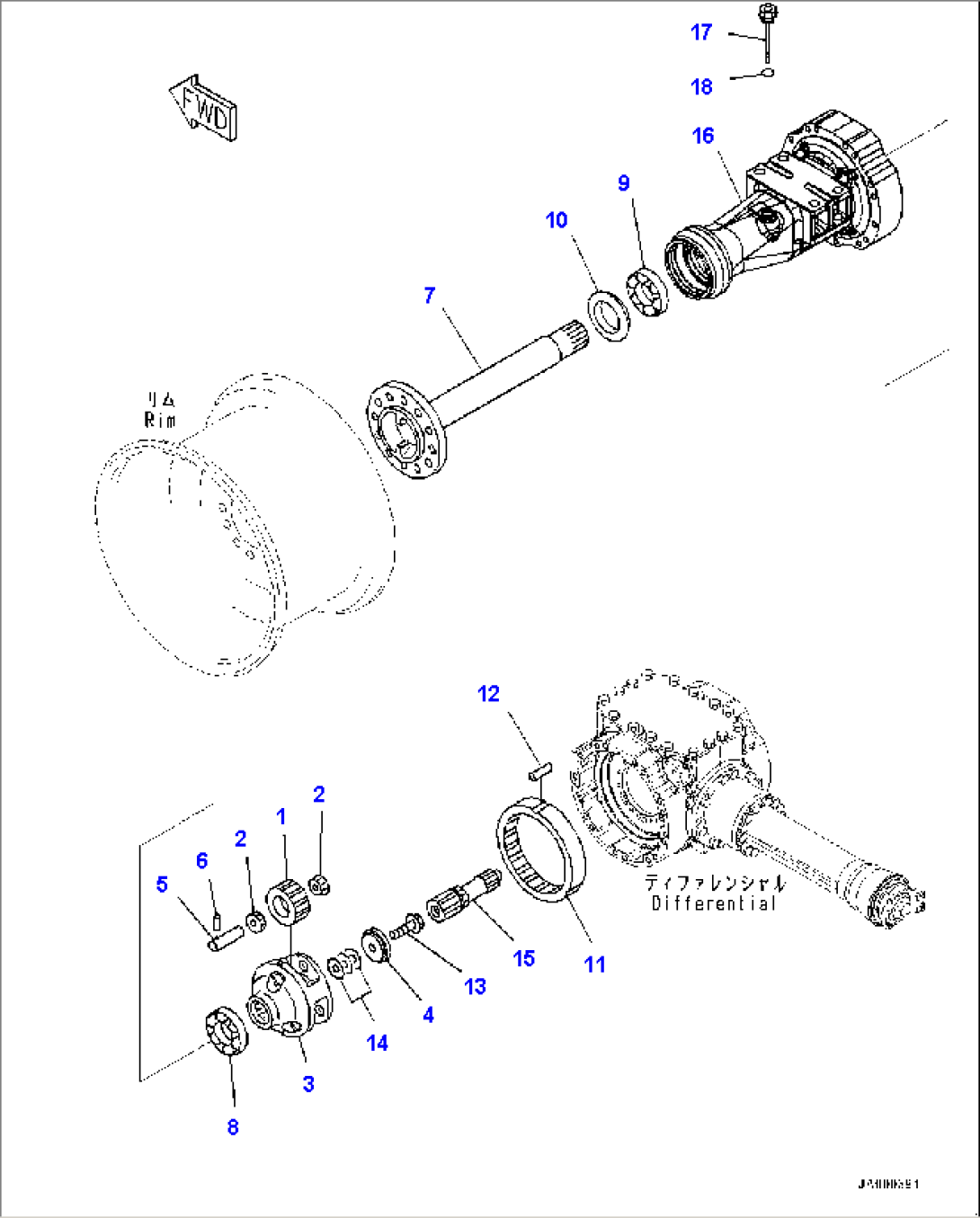 Front Axle, Final Drive and Housing, L.H. (#70883-)