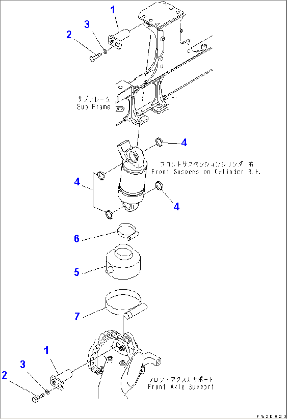 FRONT SUSPENSION CYLINDER¤ R.H. (MOUNTING PARTS)