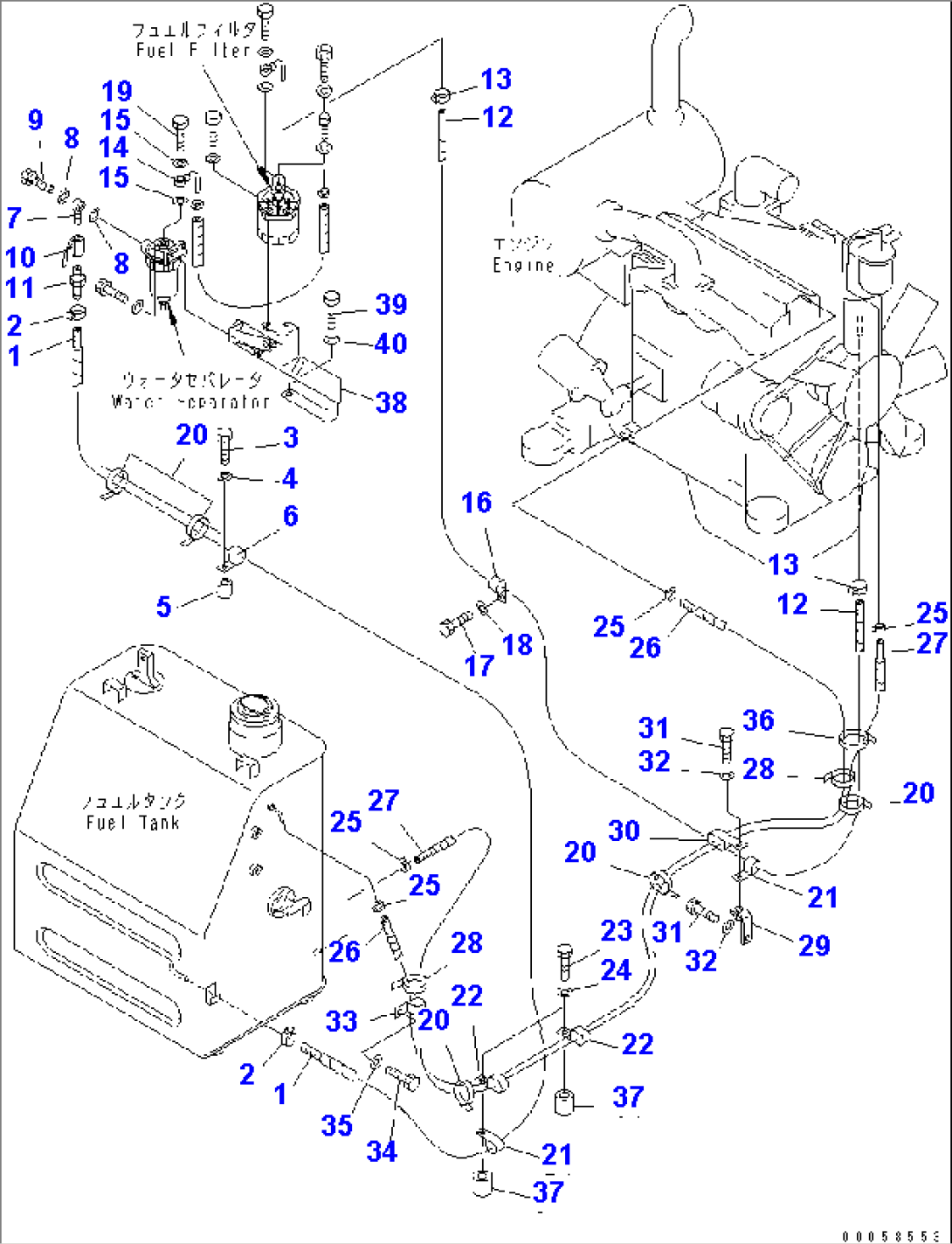 FUEL LINE (WITH WATER SEPARATOR AND ADDITIONAL FUEL FILTER)