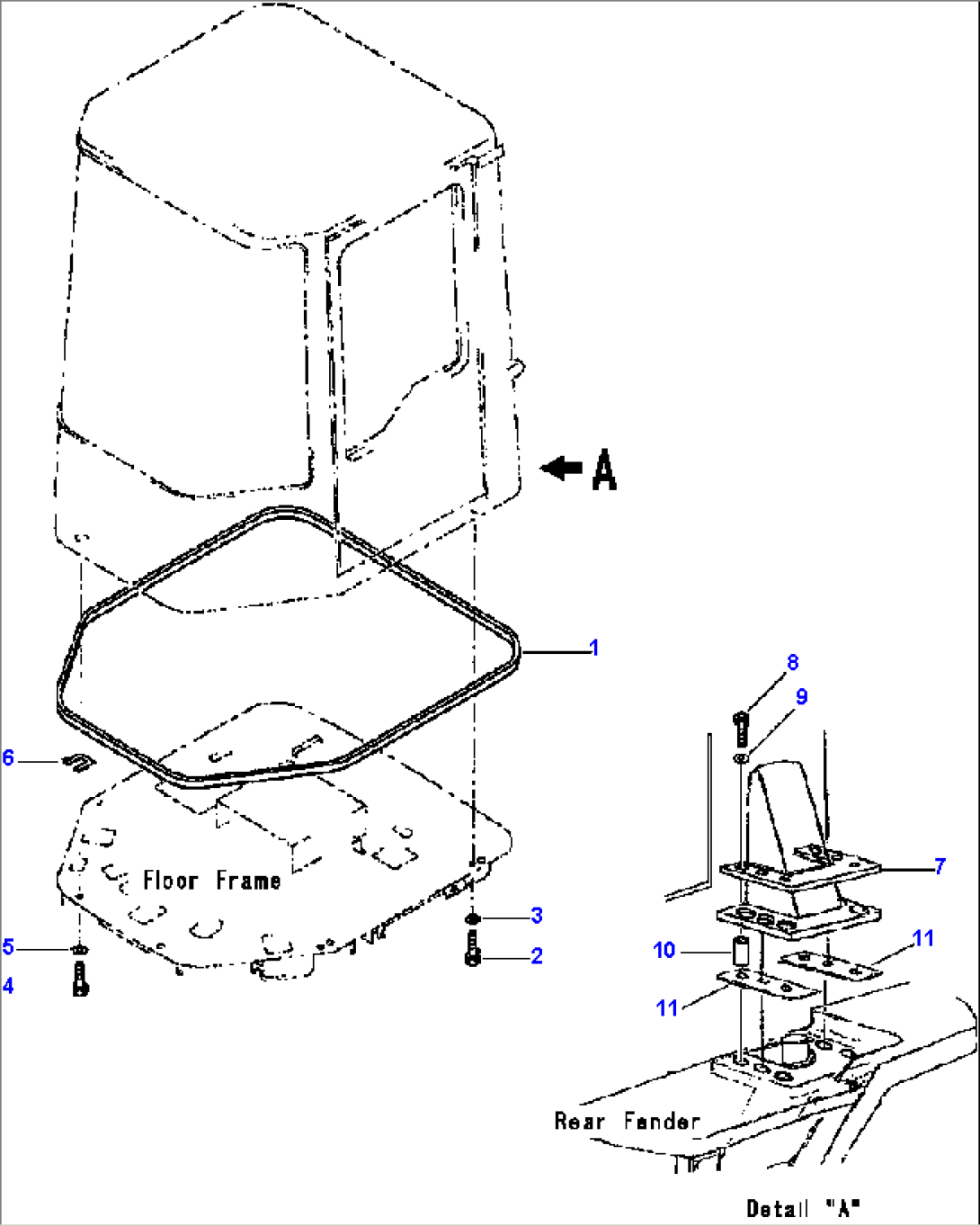 FIG. K0210-02A0 ROPS CAB - MOUNTING PARTS