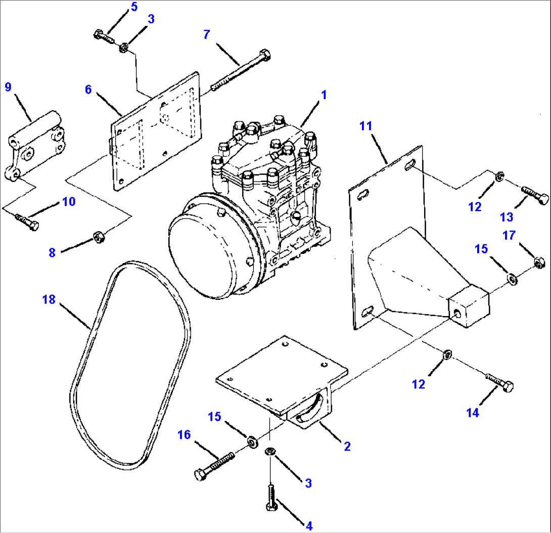 FIG NO. 5531 AIR CONDITIONER REFRIGERANT COMPRESSOR MOUNTING MACHINES S/N 5039 AND DOWN