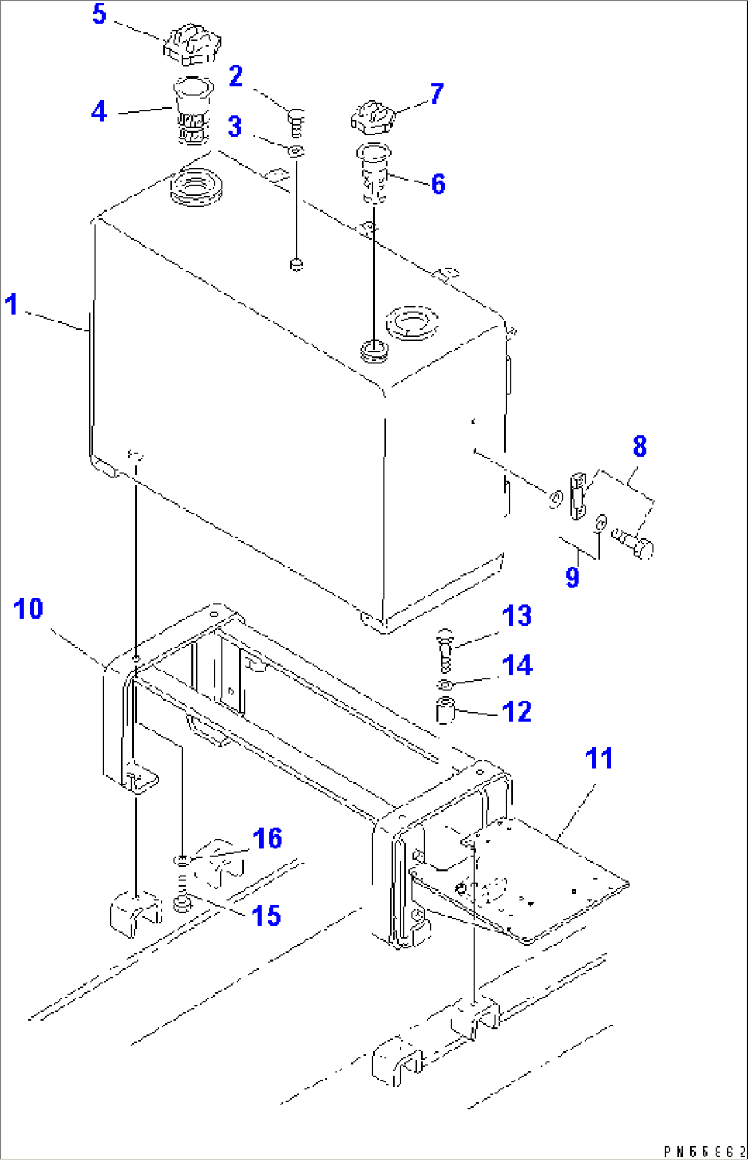 FUEL AND HYDRAULIC TANK (WITH AIR CONDITIONER)(#6501-6690)