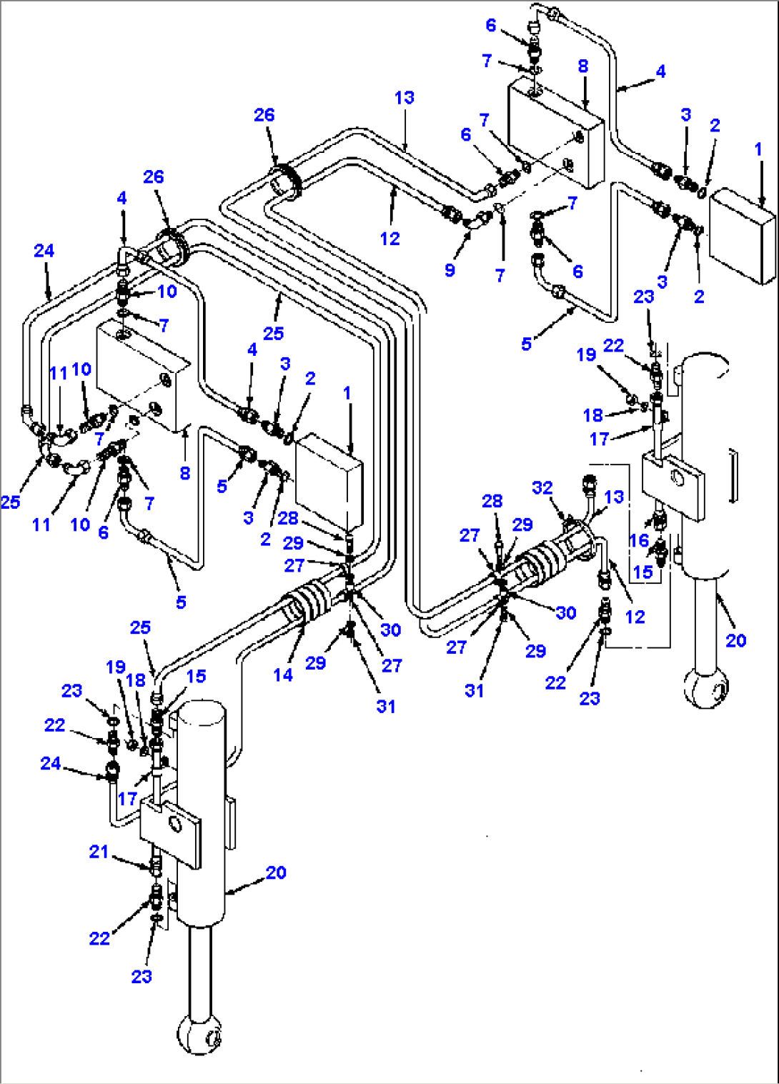 DRAWBAR LIFT ACTUATOR LINES R.H. BIASED BLADE SUSPENSION