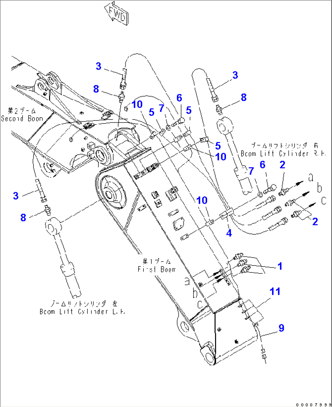 2-PIECE BOOM (LUBRICATING LINE AND WORKING LAMP HARNESS) (#40001-40980)