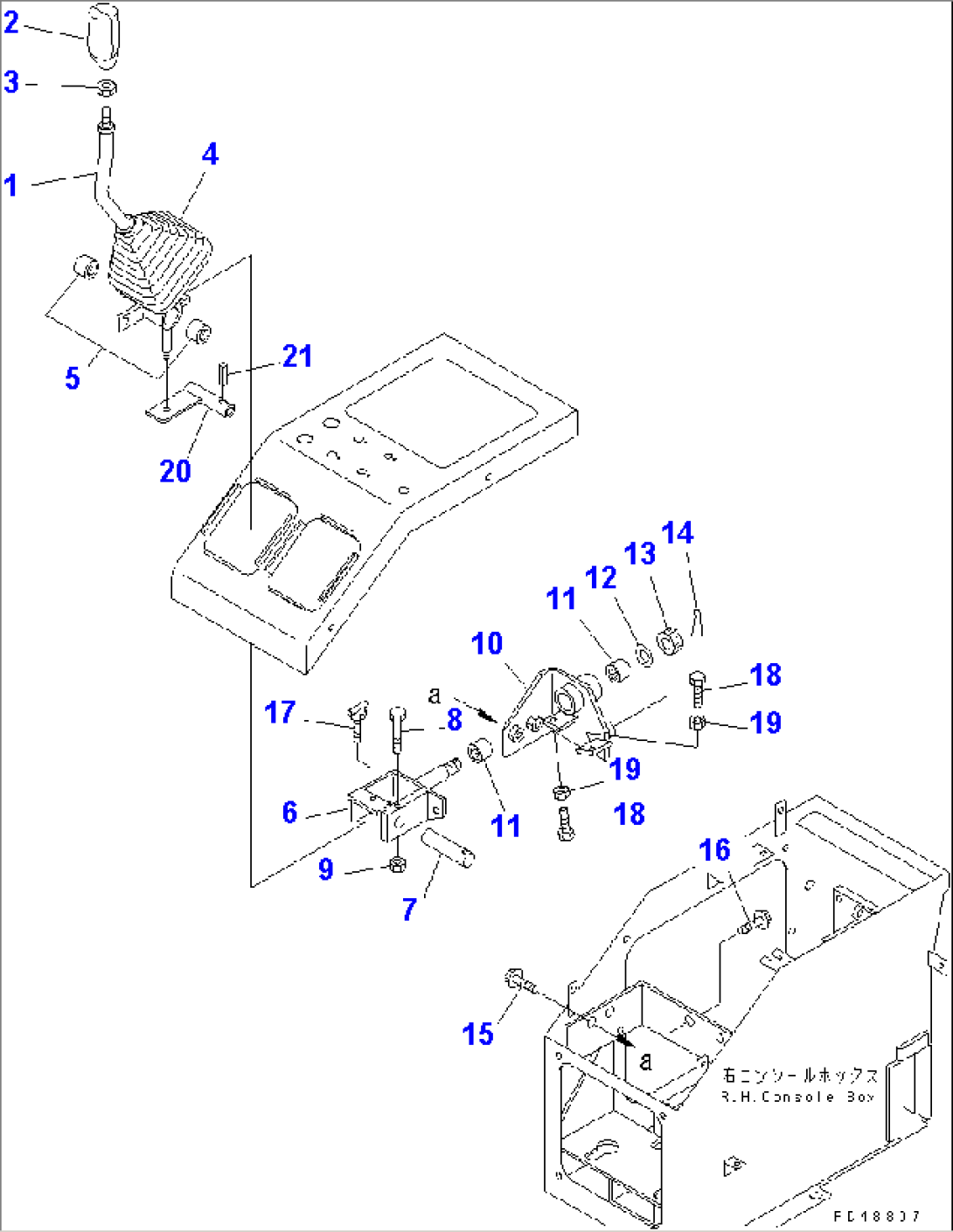 FRONT ATTACHMENT CONTROL LEVER (WITH 4-SPOOL CONTROL VALVE)(#60001-)