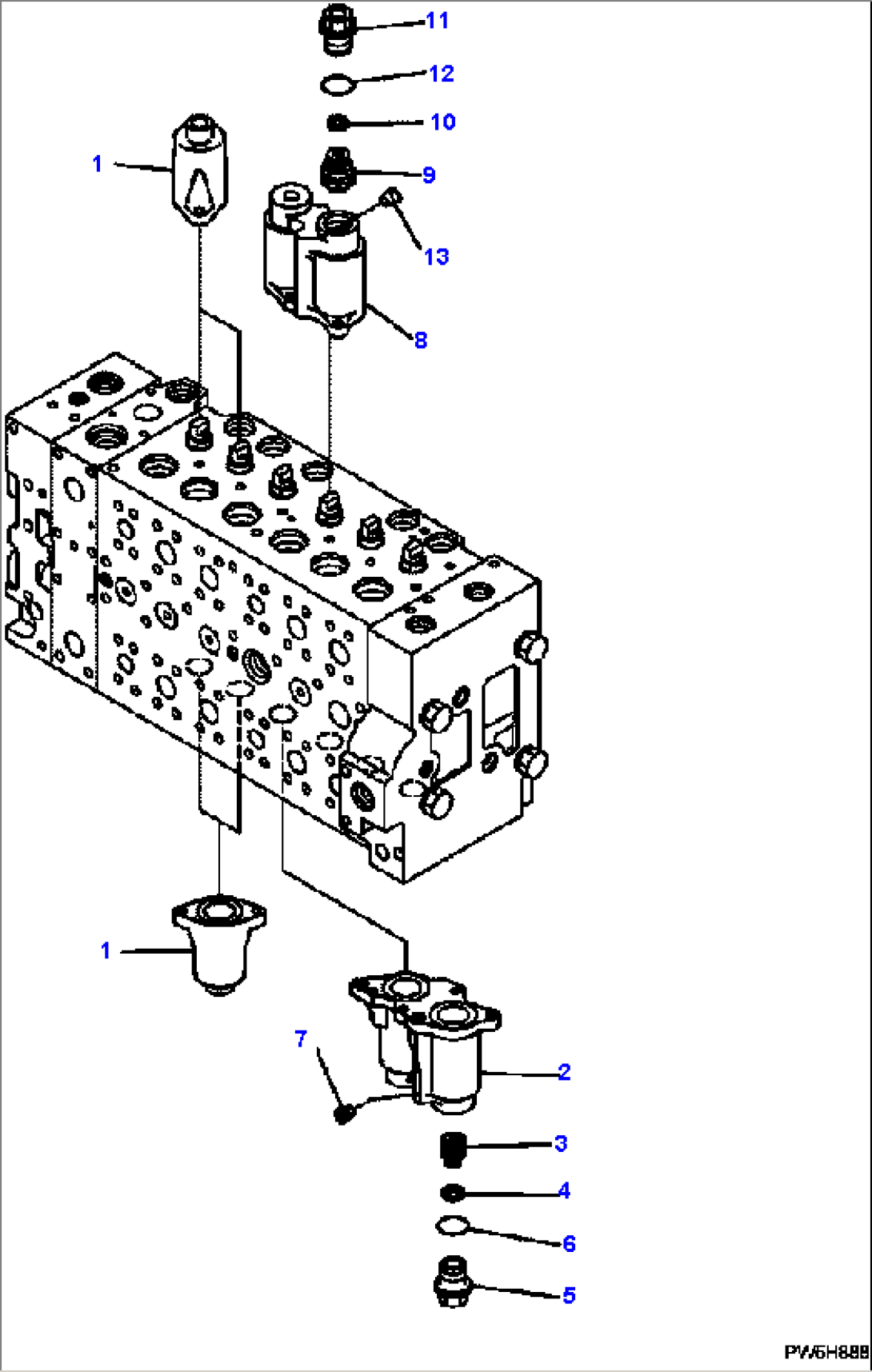 H0120-02A0 MAIN CONTROL VALVE SPOOL CASE (1/2)