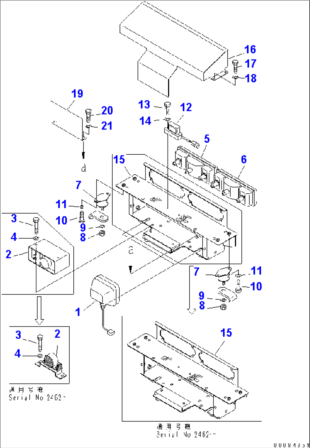 REAR LAMP¤ BACK-UP ALARM AND INCLINATION SENSOR(#2001-)