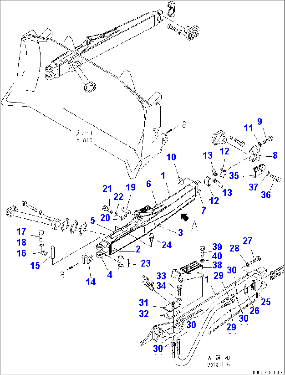 DOZER FRAME (FOR DUAL TILT PITCH DOZER) (REINFORCEDTYPE) (WITH BUSHING) (L.H.)(#30001-)