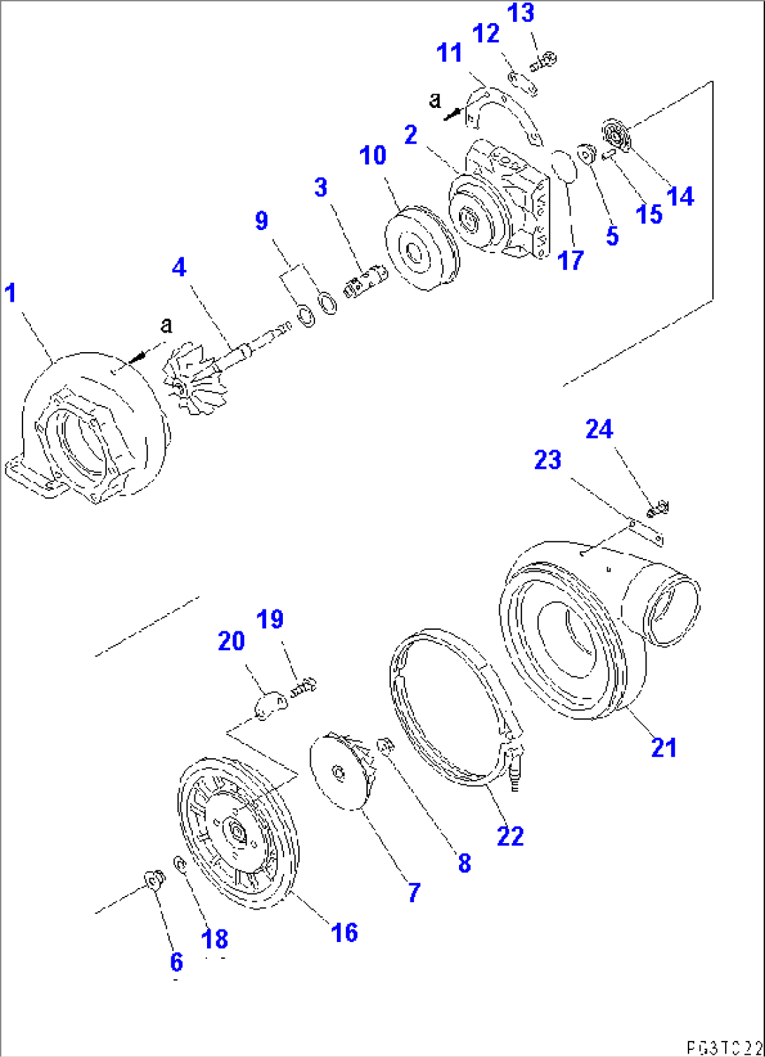 TURBOCHARGER (KTR110G-F45C) (INNER PARTS)(#11530-11833)